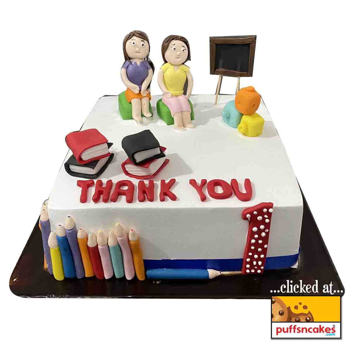 (1246) Teacher Education Theme Semi Fondant Cake